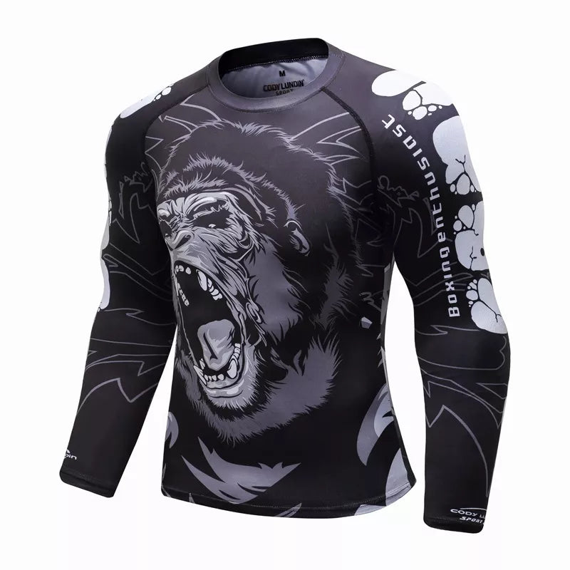 Black Gorilla Long Sleeve Rash Guard