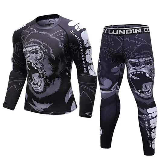 Black Gorilla Long Sleeve Rash Guard and Spats Set