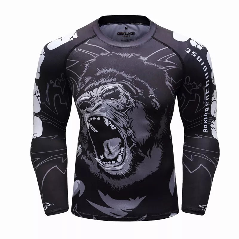 Black Gorilla Long Sleeve Rash Guard and Spats Set