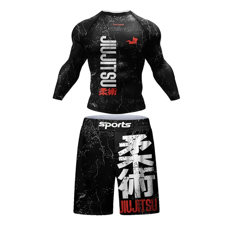 Jiujitsu Long Sleeve Rash Guard and Shorts Set