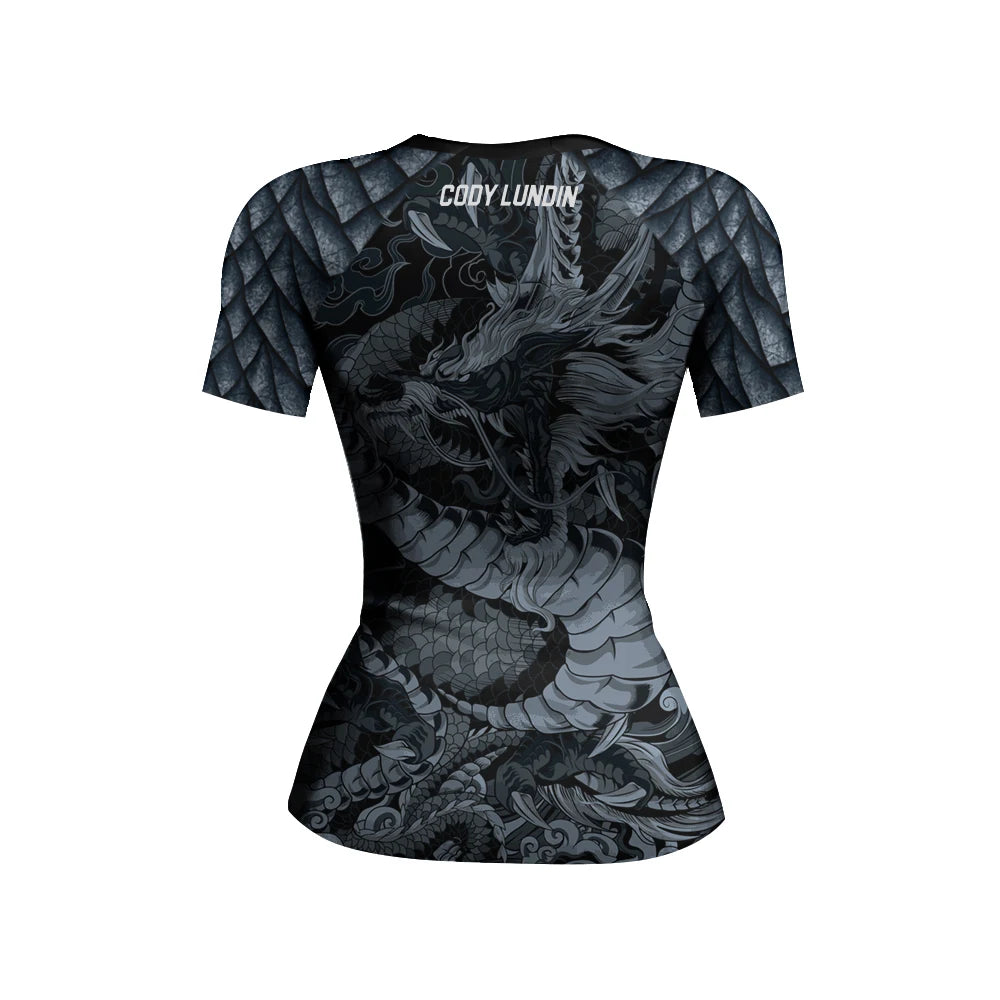 Women's Black Dragon Short Sleeve Rash Guard