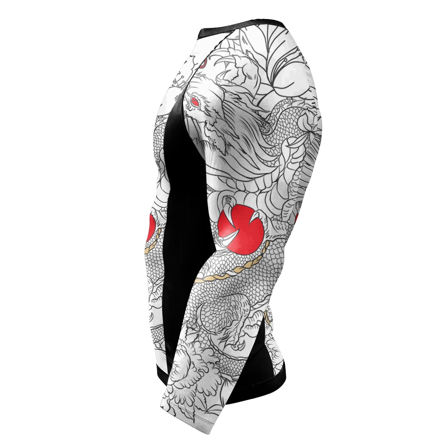 White Dragon Long Sleeve Rash Guard