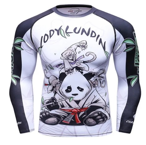 Monkeys Attacking A Panda Long Sleeve Rash Guard